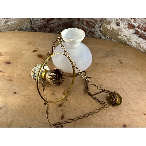 467 - Vintage Converted Oil Lamp Pendant Light.