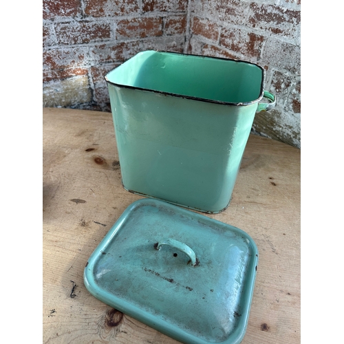 244 - Vintage Green Enamel Bread Bin