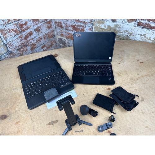 429 - Mobile Phone Tripod & Lenses with Two Ipad Mini Bluetooth Keyboard Cases