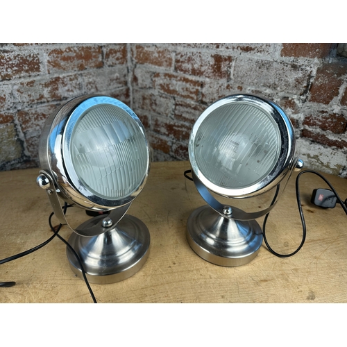 466 - Two Car Headlamp Style Table Spot Lamps