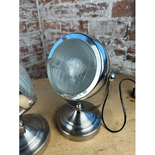 466 - Two Car Headlamp Style Table Spot Lamps