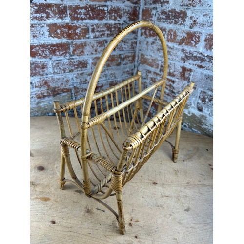 479 - Vintage Mid Century Boho Bamboo Magazine / Newspaper Rack