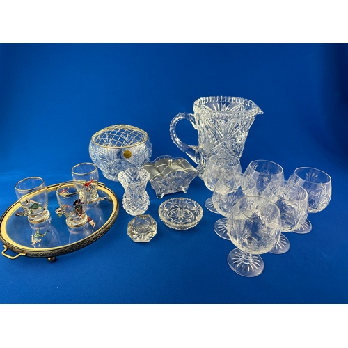 349 - Mixed Glassware including Crystal & Set of 6 Cut Crystal Brandy Glasses