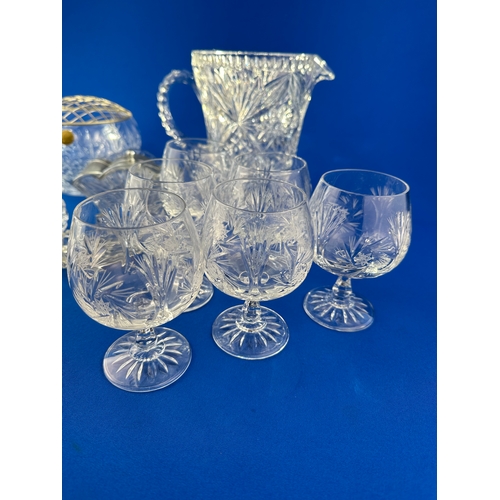 349 - Mixed Glassware including Crystal & Set of 6 Cut Crystal Brandy Glasses