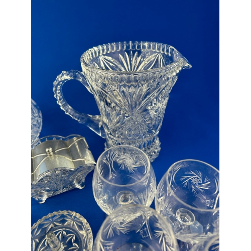 349 - Mixed Glassware including Crystal & Set of 6 Cut Crystal Brandy Glasses