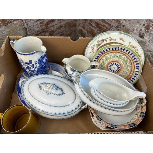 457 - Box of Ceramics including Antique & Vintage