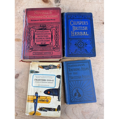 425 - Four Vintage & Antique Books including Culpeper's British Herbal with Colour Plates