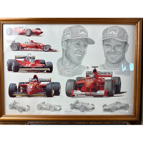 223 - Four Prints Covering Formula 1 Greats Through the Ages.  Tribute to Ferrari by Stuart McIntyre, F1 G... 