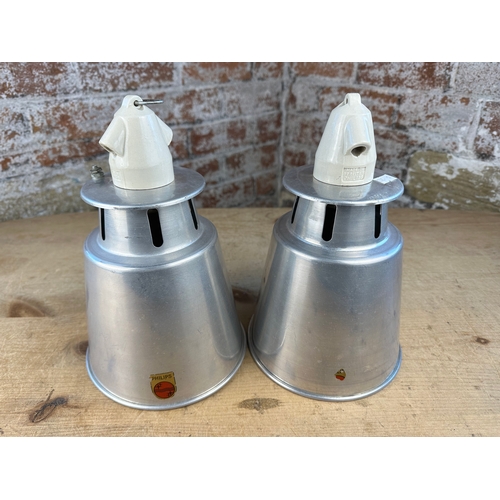 464 - Two Philips Aluminum Industrial Light Fittings