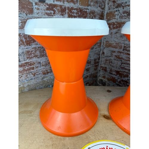 483 - Pair of Mid Century Italian Giganplast Stools With Original Lable