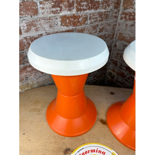 483 - Pair of Mid Century Italian Giganplast Stools With Original Lable