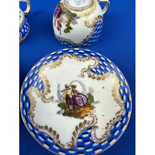 372 - Two Miniature Hand Painted Cups Bearing Dresden Style Markings