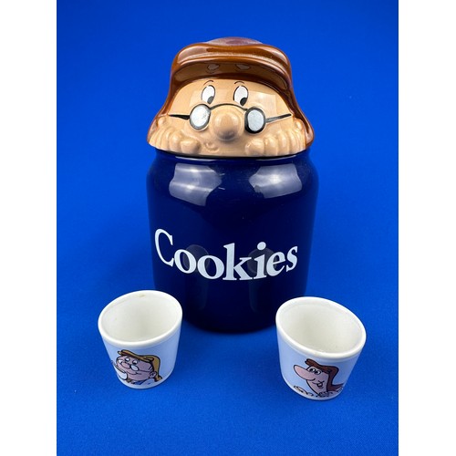 339 - Tetley Tea Folk Cookie Jar & Egg Cups