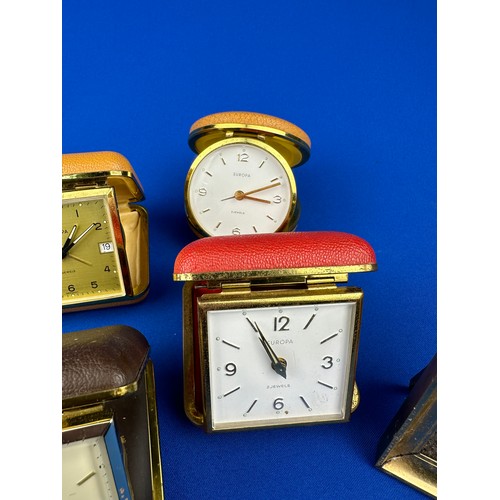 239 - Five Vintage Travel Alarm Clocks & Swiza Coquet Vintage Clock