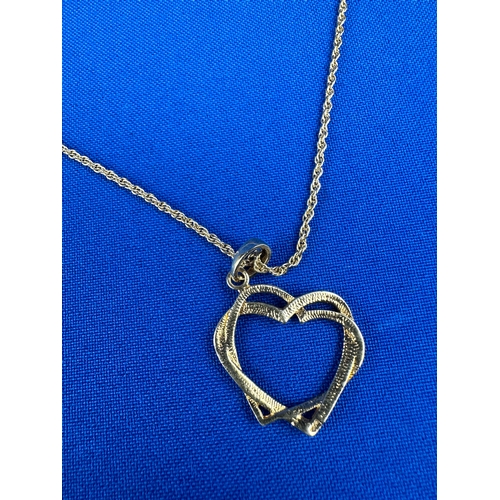 24 - Gold on Silver Heart Necklace & Bracelet