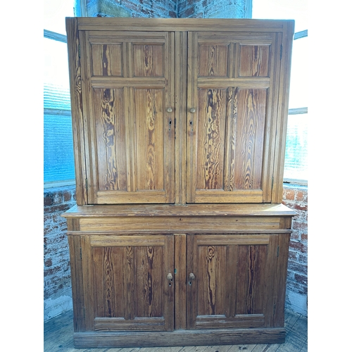 488 - Antique Pitch Pine Housekeepers Cupboard / Linen Press, 229cm tall, 160cm wide & 51cm Deep - Proceed... 