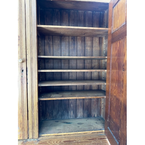 488 - Antique Pitch Pine Housekeepers Cupboard / Linen Press, 229cm tall, 160cm wide & 51cm Deep - Proceed... 