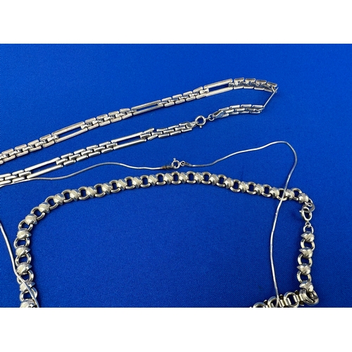 30 - Three Silver Necklaces 44g