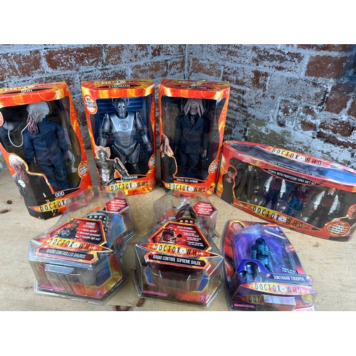130 - Group of Boxed Dr Who Figures & Radio Controlled Daleks, including: OOD, Cyberman, Dalek Sec Hybrid,... 