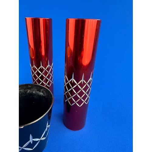 218 - Four Vintage Conrah Cristillium Anodised Aluminium Vases