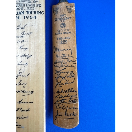 231 - Three Miniature Vintage Cricket Bats with Facsimile Signatures of Players