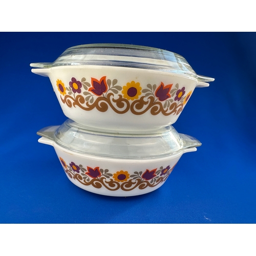 239 - Two Vintage JAJ Pyrex Casseroles