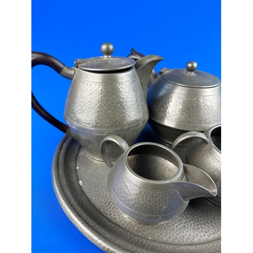 246 - Hammered Pewter Tea Set