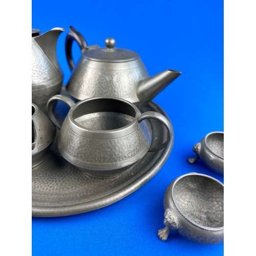 246 - Hammered Pewter Tea Set