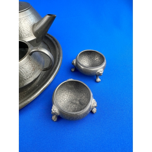 246 - Hammered Pewter Tea Set