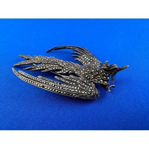 20 - Silver & Marcasite Grouse or Phoenix Brooch 38.85g gross
