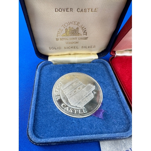 72 - Two Tower Mint Medallions - Dover Castle & Sterling Castle
