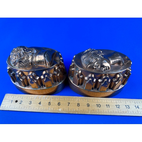 188 - Pair of Victorian, Victoria & Albert Copper Jelly Moulds