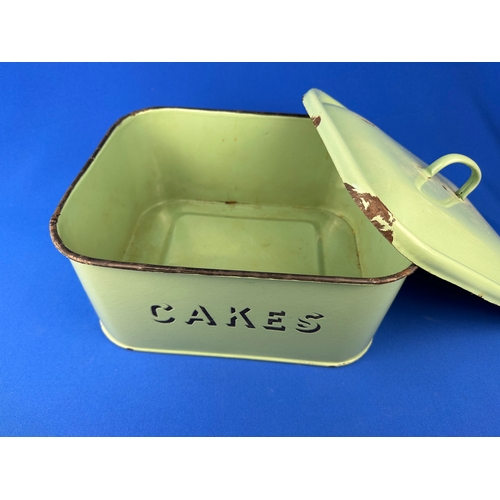 189 - Vintage Green Enamel Cake tin