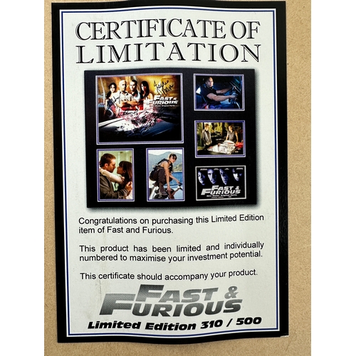 180 - Fast & Furious Limited Edition Collage featuring Facsimile Signatures of the Cast - 310 of 500