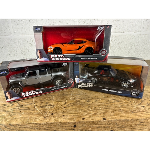 108 - Fast & Furious 1:24 Scale Jada Die Cast Collectors Cars inc. Toyota GR Supra, 2020 Jeep Gladiator an... 