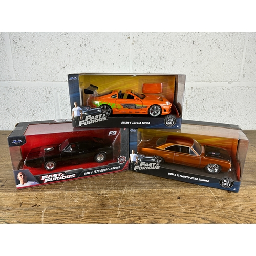 109 - Fast & Furious 1:24 Scale Jada Die Cast Collectors Cars inc. Brian's Toyota Supra, Dom's 1970 Dodge ... 
