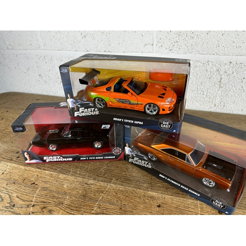 109 - Fast & Furious 1:24 Scale Jada Die Cast Collectors Cars inc. Brian's Toyota Supra, Dom's 1970 Dodge ... 