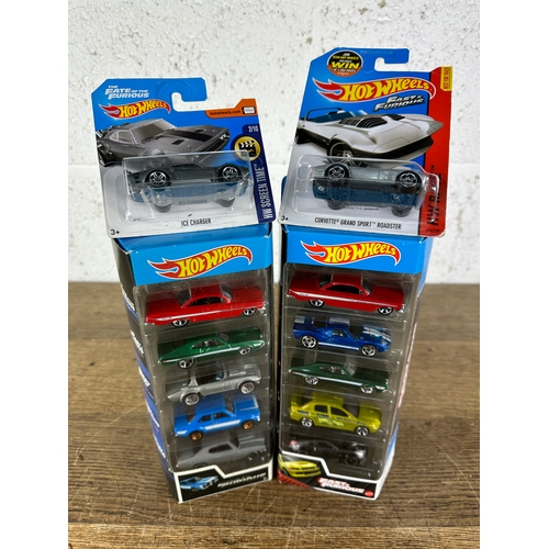 112 - Fast & Furious Hotwheels - Two Packs of Five Cars and Two Card Backed Packs