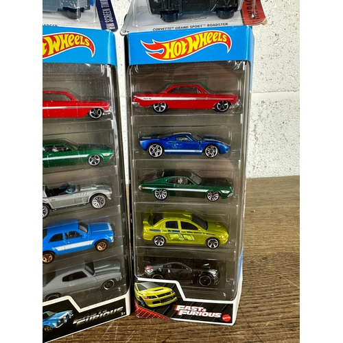 112 - Fast & Furious Hotwheels - Two Packs of Five Cars and Two Card Backed Packs