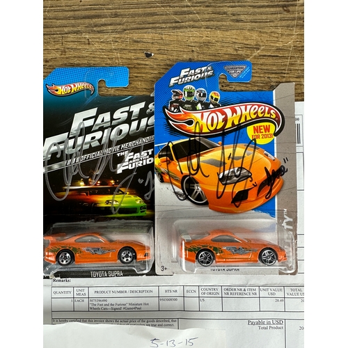 114 - Four Fast & Furious Hotwheels Autographed Cars by Chad Lindberg Playing Jesse in the Film. With bill... 