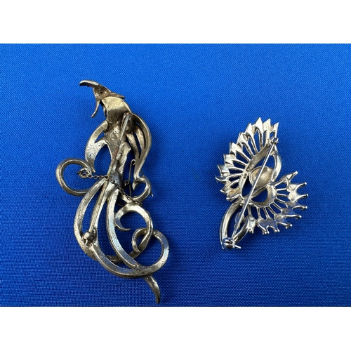 54 - Two Silver & Marcasite Brooches