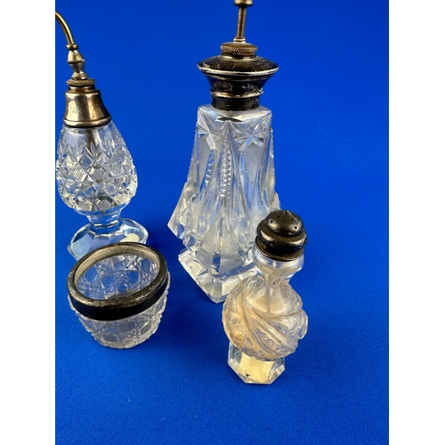 52 - Two Silver Topped Scent Bottles & other Glass items