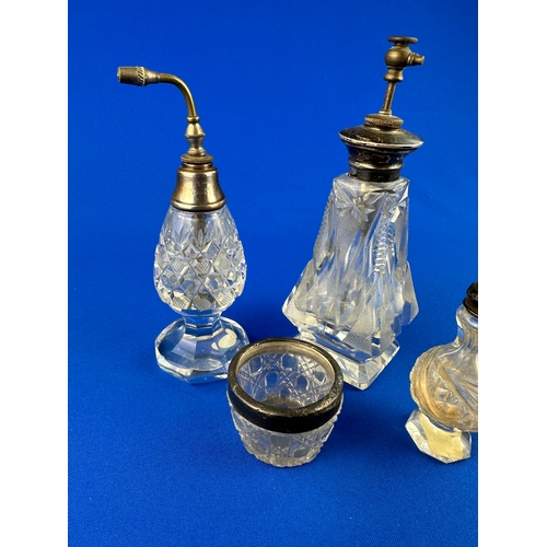 52 - Two Silver Topped Scent Bottles & other Glass items
