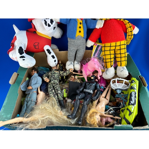 91 - Box of Toys, Action Man, Figures & Teddy Bears