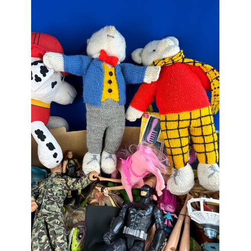 91 - Box of Toys, Action Man, Figures & Teddy Bears
