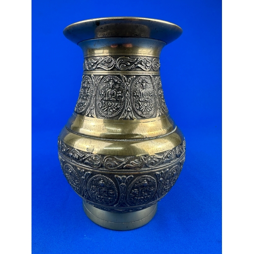 293 - Heavily Decorated Bronze Buddhist Nepalese/Tibetan Amkhora Vase