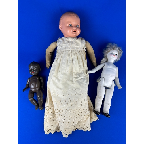 100 - Vintage Roddy Doll, Armand Marseilles Fabric Bodied Baby Doll and Vintage Porcelain Doll