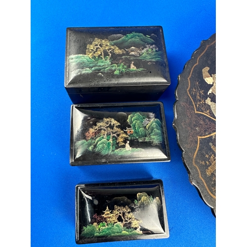 280 - Chinese Lacquered Wood Nesting Trinket boxed and Lacquered Table Bowl