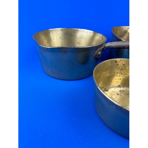 184 - Trio of Heavy Brass Saucepans