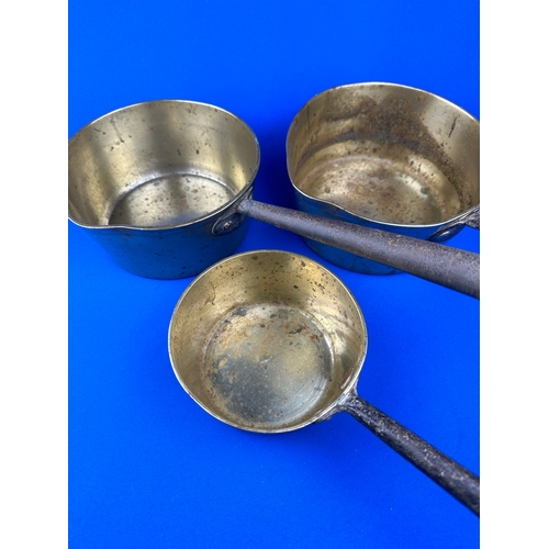 184 - Trio of Heavy Brass Saucepans